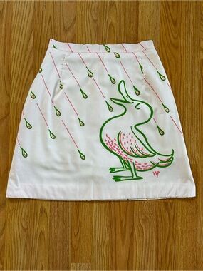 Vintage The Vested Gentress Rainy Day Duck skirt skort pink green XS Read!!